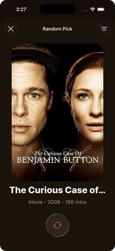 Random Pick suggesting The Curious Case of Benjamin Button